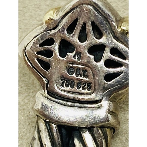 David Yurman Double Cable Sterling 18K Quatrefoil Carved Mother Pearl Bracelet - Picture 4 of 10